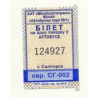 Солигорск. Талон на проезд в городском транспорте. Продается кондуктором. Серия СГ-002