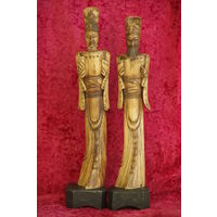 Статуэтки из слоновой  кости  " Император и Императрица "  старый Китай  ( 38,5 см ;  36,5 см )  ( цена за 2 шт )