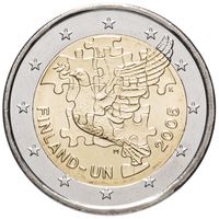 2 Евро  2005 Финляндия 60 лет ООН и 50 лет членству Финляндии в ООН  UNC