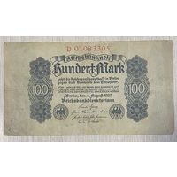 Банкнота 100 марок 1922 год. Веймарская республика. С рубля без МЦ.