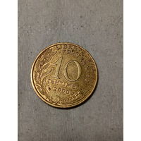 10 сантимов Франка 2000 год