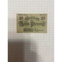 10 пфенингов (нотгельды) г. Германия.-1412