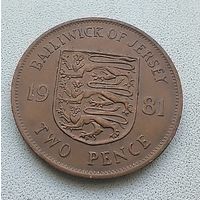 Джерси 2 Пенса, 1981 (Один год чекана, 50000 шт)  6-5-2