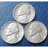 5 центов  1940 D P S США  все три МД 3 монеты