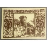 Нотгельд , 25 пфеннигов, Падерборн 1921год Веймарская республика