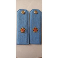 Погоны государственного советника таможенной  службы РБ 3 ранга  темно-голубые вышитые золотой нитью накладные