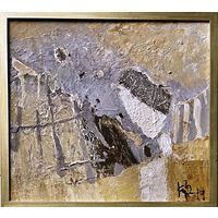 Кузнецов А.В "Пейзаж с серо-белым пятном", 2019г. Холст, масло. Размер 45х50 см.