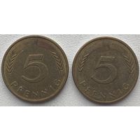 Германия 5 пфеннигов 1987 г. J. Цена за 1 шт.