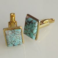 Старинные запонки. Пекинское стекло. Позолота. Сер.20 в.2х2х1,5 см.