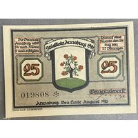 Нотгельд 25 пфеннигов 1921 год. Аннабург,. Веймарская республика