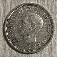 Монета Великобритания 3 пенса 1941 год. Георг VI. Серебро