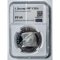 Доллар 1987 США pf 69 серебро - 200 лет конституции США