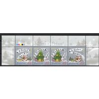 Украина 2004. С Новым годом! Верхняя сцепка 4 марки (350)