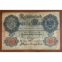 Банкнота 20 марок 1914 год. Германская империя.