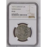 Германия.Веймарская республика. 3 марки 1927 A. слаб NGC PF62