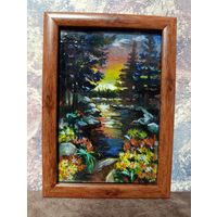 Картина в рамке, темперные краски