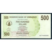 Зимбабве 500 долларов 2006 год.