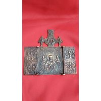 Меднолитая Икона Складень  . Торги с рубля