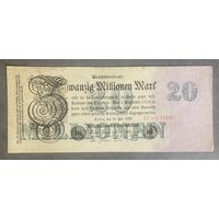 Банкнота 20 миллионов марок 1923 год. Веймарская республика