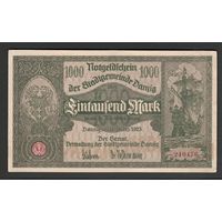 Данциг 1000 марок 1923 года. Тип Р-16. Состояние XF+