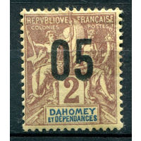 Французские колонии - Дагомея (Бенин) - 1912г. - аллегория, надпечатка 05 на 2 с - 1 марка - MH, жёлтые пятнышки на зубчиках перфорации [Mi 33]. #4-W1-105-A-1