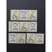 ГДР 1963 Марка в сцепке с купоном различной комбинации "Сохранение национальных мемориалов. Память выдающимся спортсменам (чистые**) Mi.959 каталог 1.40 евро