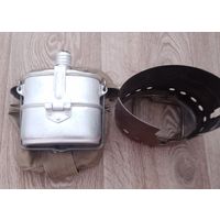 Котелок армейский и фляжка "тройка вдв" + подставка под горелку или сухое горючее