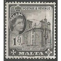 Мальта. Королева Елизавета II. Храм Победы. 1956г. Mi#239.