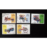 Куба, 1984 г. Ретро-автомобили. 5 марок из серии. Гаш.