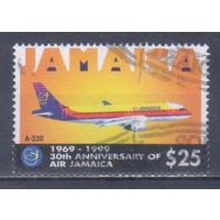 [1845] Ямайка 1999. Авиация.Самолет. Гашеная марка.