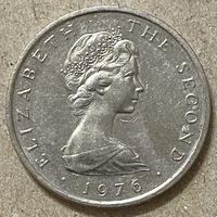 Монета Остров Мэн 10 пенсов 1976 год. Трискелион. Королева Елизовета II