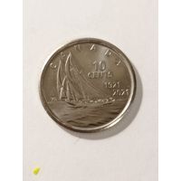 Канада 10 центов "100-летний юбилей Канады" 2021