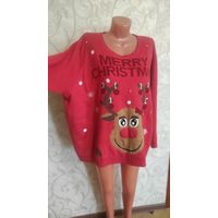 Теплый джемпер на 66-70 размер, Германия. Яркий, красивый и теплый. Хорошо садится на фигуре. Очень приятный на ощупь. Длина 70 см, ПОгруди 76 см, длина рукава 62 см.