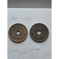 Сборный лот 1 эре 1930,1932 годов Дания. Лот состоит из 2-х монет. Монеты не чищены. 45208