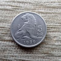 Werty71 Бельгия 5 франков 1939 Лев