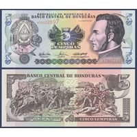 Гондурас, 5 лемпира 2004 г., P-85d (AT, президент Франсиско Морасан, битва при Тринидаде), UNC