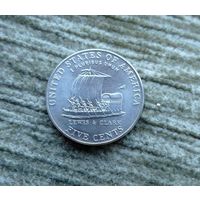 Werty71 США 5 центов 2004 D 200 лет экспедиции Льюиса и Кларка - Лодка Корабль