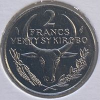 Мадагаскар 2 франка 1982 г. В холдере