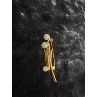 Позолоченная брошь букет СССР