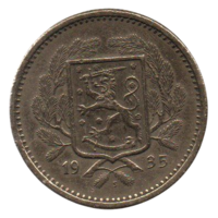 ФИНЛЯНДСКАЯ РЕСПУБЛИКА. 20 марок 1935 S. 31 мм. НЕЧАСТАЯ (тираж 250000)