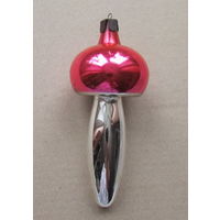 Елочная игрушка "Гриб", 13 см. Стекло, СССР