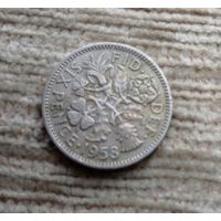 Werty71 Великобритания 6 пенсов 1958 Елизавета 2