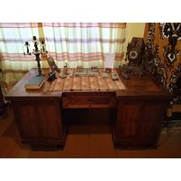 Большой двухтумбовый письменный стол от кабинетного гарнитура (конец ХiХ начало ХХ века). См.описание.