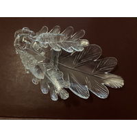 Сервировочная тарелочка СССР дубовый лист стекло