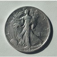 С рубля без мц! 1/2 доллара 1945 США шагающая свобода - серебро! Знак. год