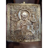 Икона Николай Чудотворец.19 век. Литье.