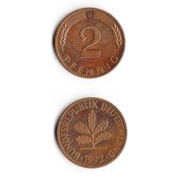 2 пфеннига Германия 1992 года(G)