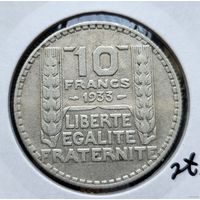 10 франков 1933 Франция Третья Республика! Серебро 10 грамм 680 пробы! ВОЗМОЖЕН ОБМЕН!