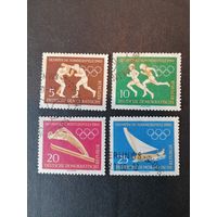 ГДР 1960 Полная серия марок "Летние олимпийские игры в Риме и Зимние олимпийские игры в Скво-Вели" (гашеные с клеем без следов наклеек) Mi.746-749 каталог 5.50 евро