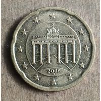 Германия 20 евроцентов 2008 г. Отметка мд: "F" - Штутгарт, KM# 255